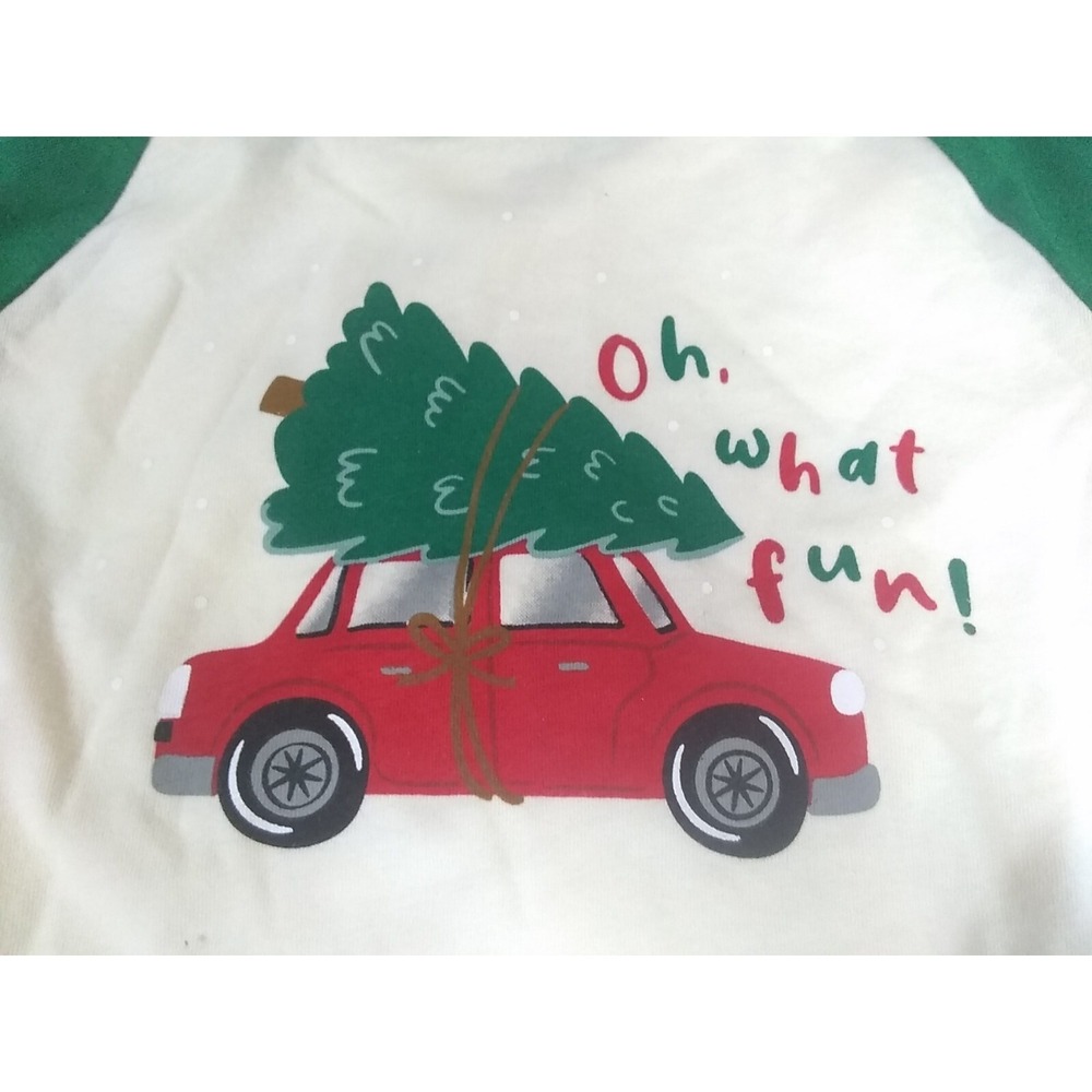 Toddler Christmas T-shirt 2T Long‎ Sleeve Oh What Fun Green Cream NEW WITH TAGS - Picture 2 of 5